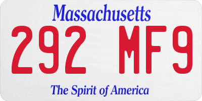 MA license plate 292MF9