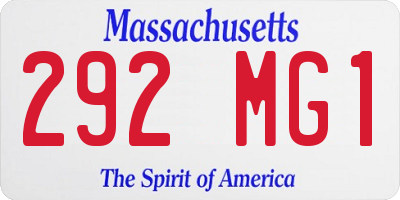 MA license plate 292MG1