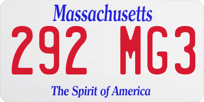 MA license plate 292MG3