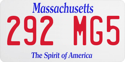 MA license plate 292MG5
