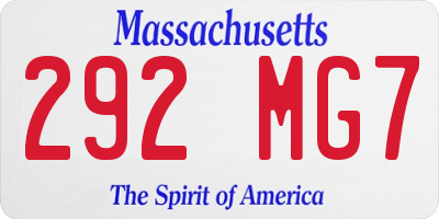 MA license plate 292MG7