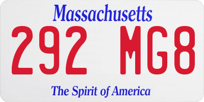 MA license plate 292MG8