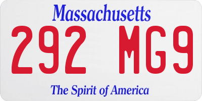 MA license plate 292MG9