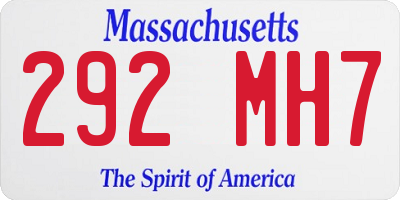 MA license plate 292MH7