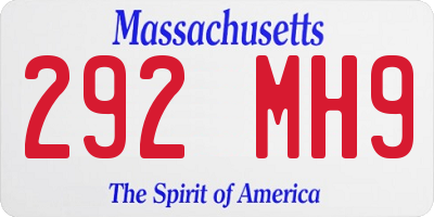 MA license plate 292MH9