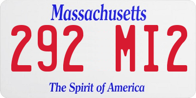 MA license plate 292MI2