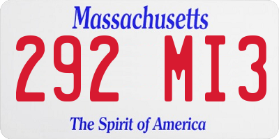 MA license plate 292MI3