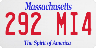 MA license plate 292MI4