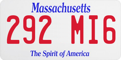 MA license plate 292MI6