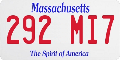 MA license plate 292MI7