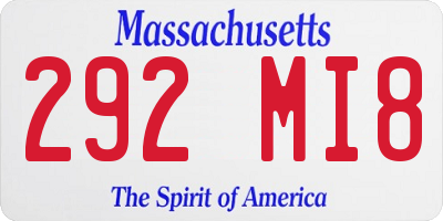 MA license plate 292MI8