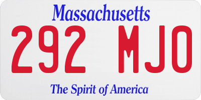 MA license plate 292MJ0
