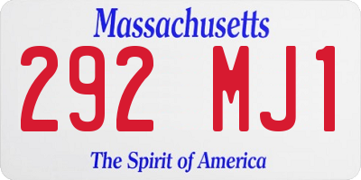 MA license plate 292MJ1