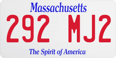 MA license plate 292MJ2