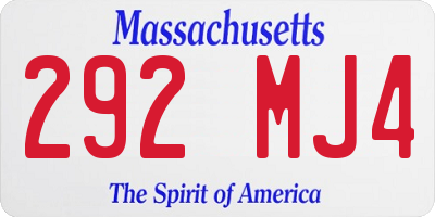 MA license plate 292MJ4