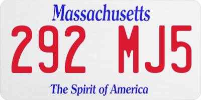 MA license plate 292MJ5