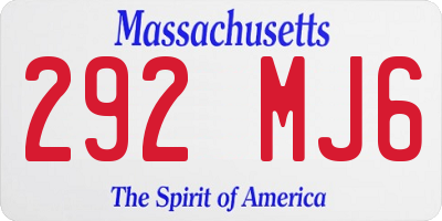 MA license plate 292MJ6
