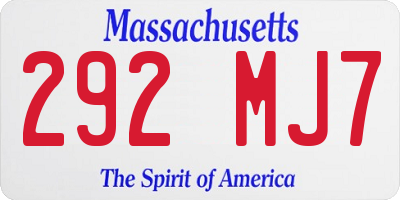 MA license plate 292MJ7