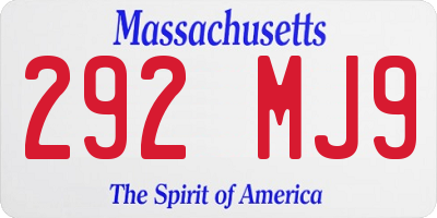 MA license plate 292MJ9