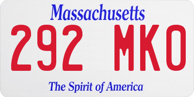 MA license plate 292MK0
