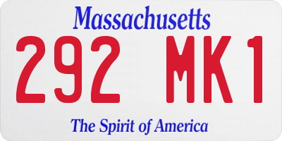 MA license plate 292MK1