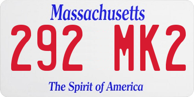 MA license plate 292MK2