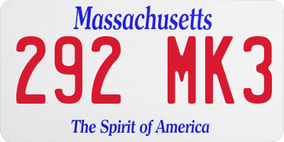 MA license plate 292MK3