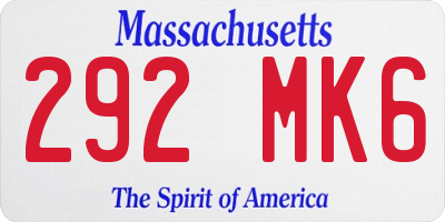 MA license plate 292MK6
