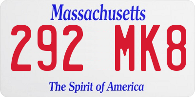 MA license plate 292MK8