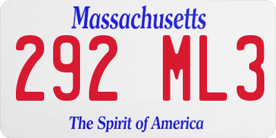 MA license plate 292ML3
