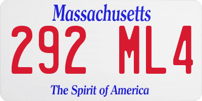 MA license plate 292ML4