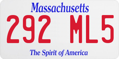 MA license plate 292ML5