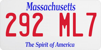 MA license plate 292ML7