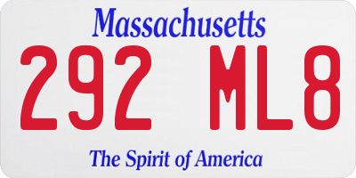 MA license plate 292ML8