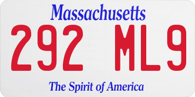 MA license plate 292ML9