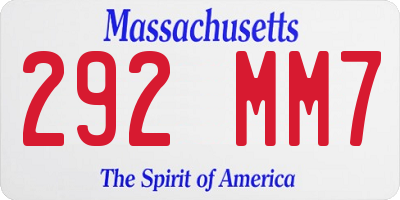 MA license plate 292MM7