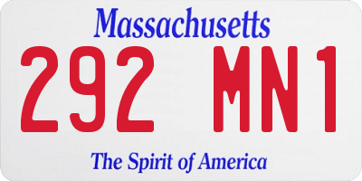 MA license plate 292MN1