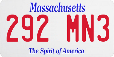 MA license plate 292MN3