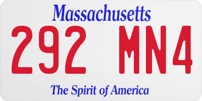 MA license plate 292MN4