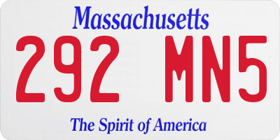 MA license plate 292MN5