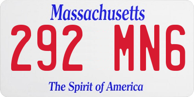 MA license plate 292MN6