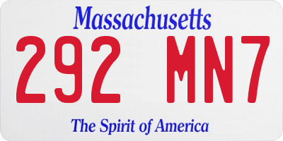 MA license plate 292MN7