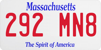 MA license plate 292MN8