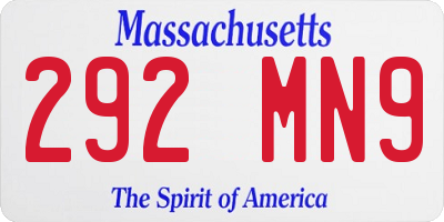 MA license plate 292MN9