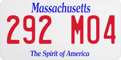 MA license plate 292MO4