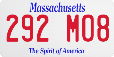 MA license plate 292MO8