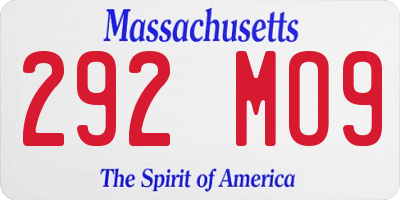 MA license plate 292MO9