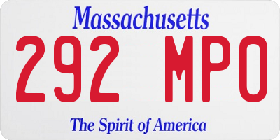 MA license plate 292MP0