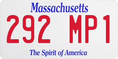 MA license plate 292MP1