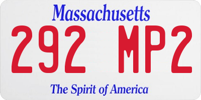 MA license plate 292MP2